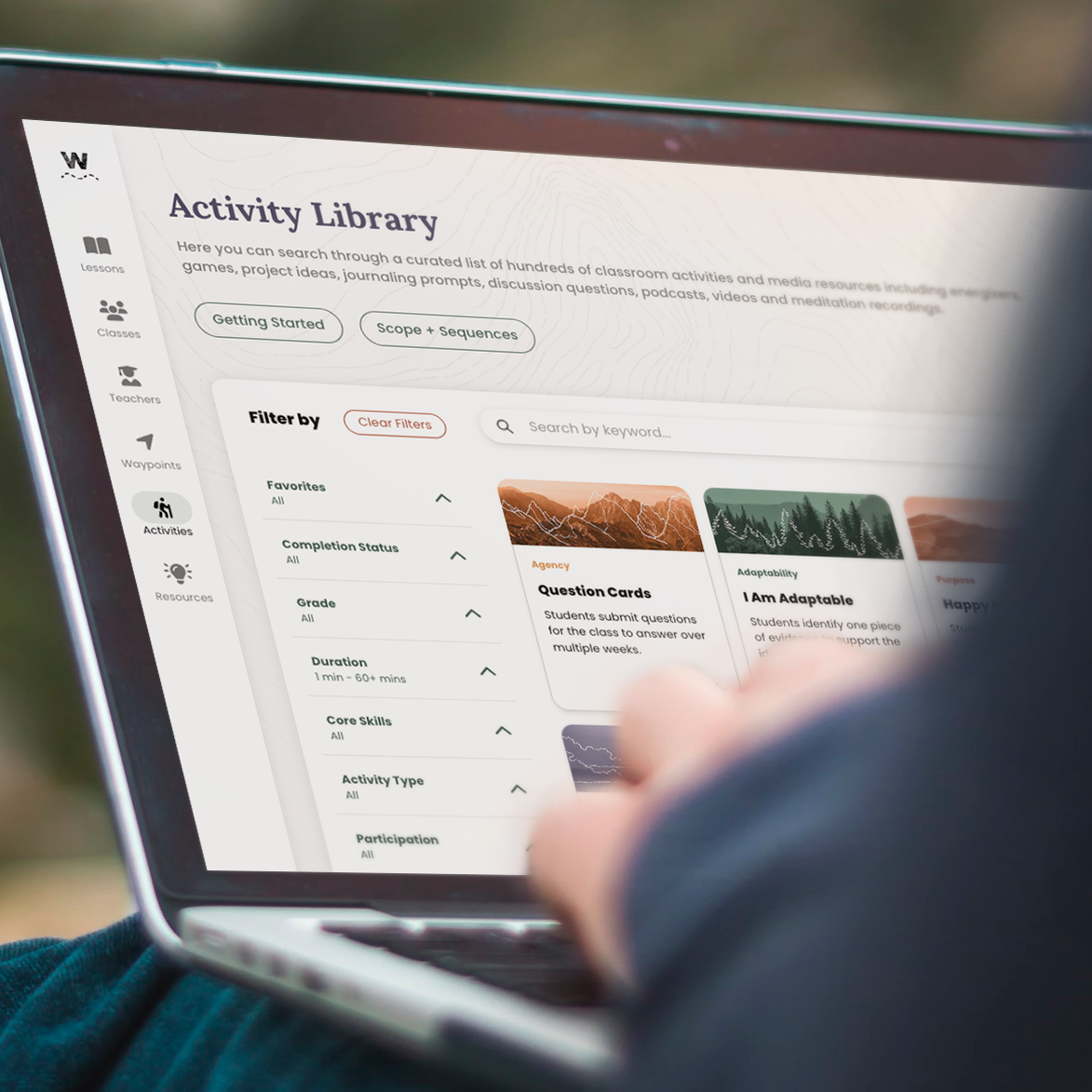 Wayfinder K12 Activity Library Sample Download Page